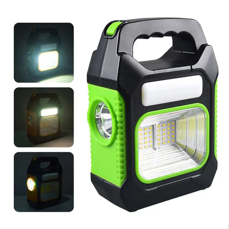 Lanternă Multifuncțională cu Panou Solar, USB, 10W – Verde.