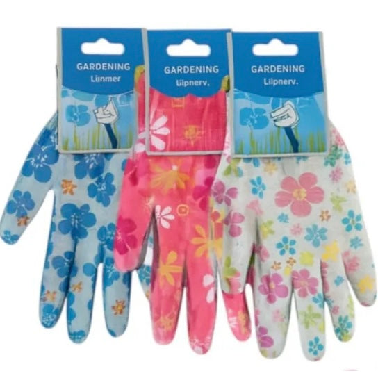 Mănuși Pentru Grădinărit 12/Set Cu Etichetă, Model Floral, Diferite Culori