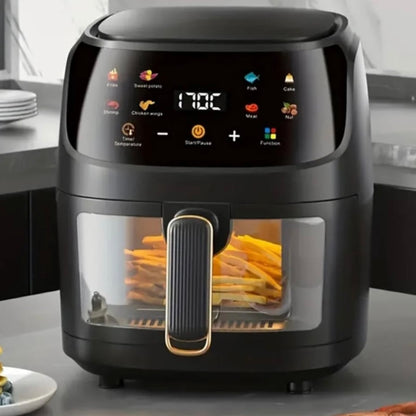 Friteuză cu aer cald SILVER LOVE, 8 L, 2400W, afișaj digital, cos transparent