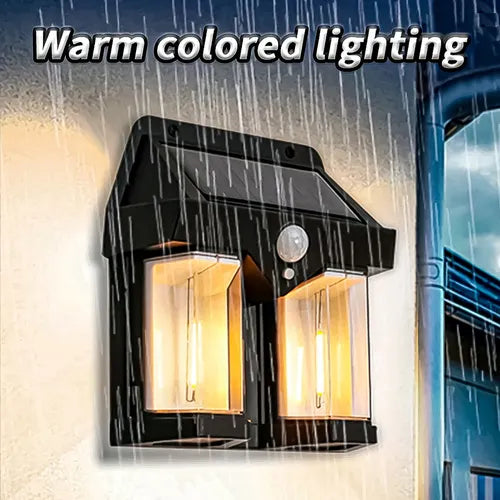 Lampă LED Solară Exterior, Cu Senzor De Mișcare, 3 Moduri, Lumină Caldă