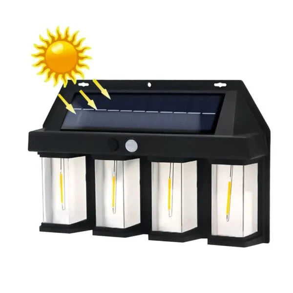 Lampă Solară Exterior, 4 LED, Cu Senzor De Mișcare, 3 Moduri, Lumină Caldă.