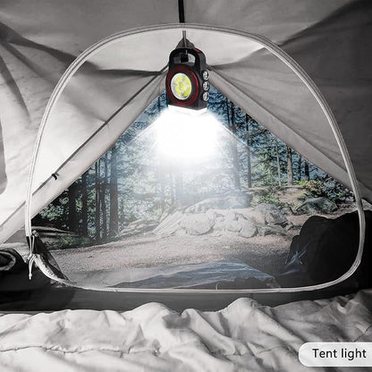 Lampă Camping LED Multifuncțională – Reîncărcabilă Solar, Rezistentă La Apă, Cu Proiector Puternic.
