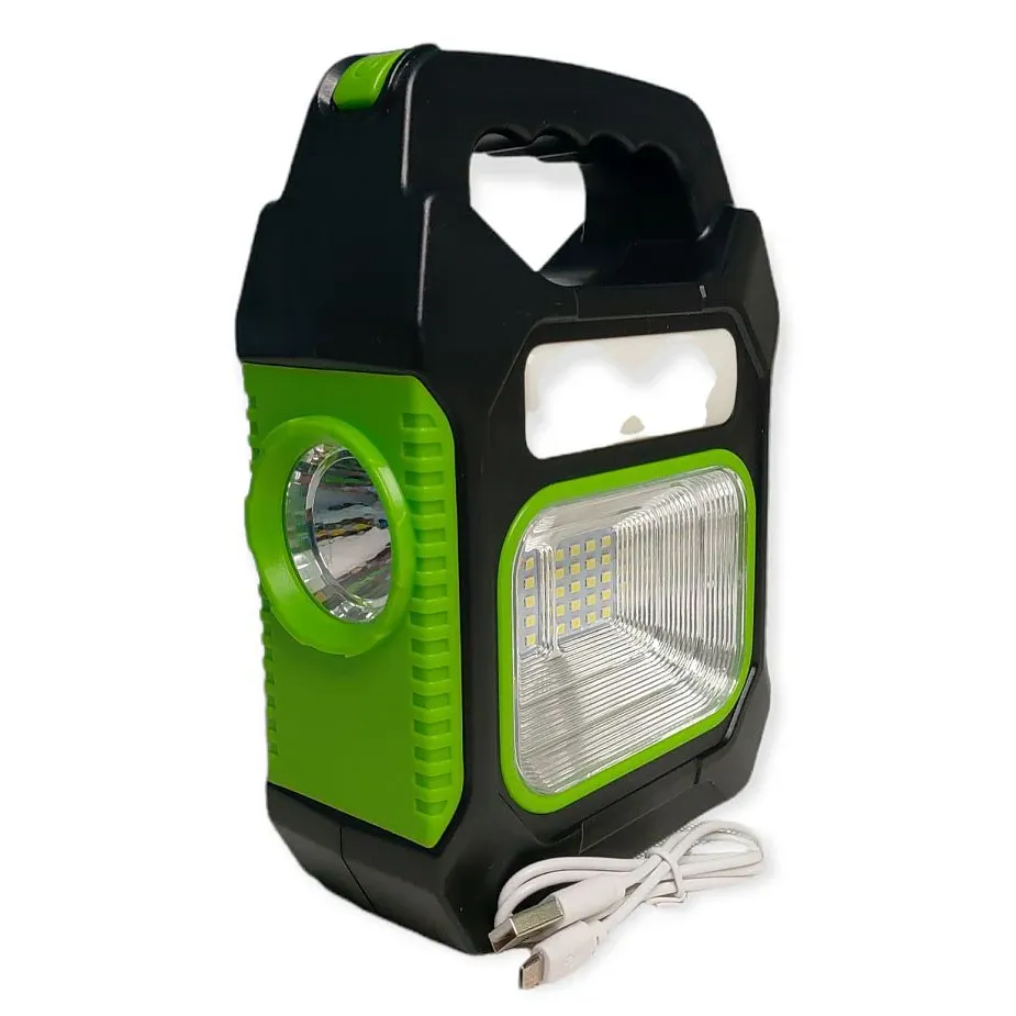 Lanternă Multifuncțională cu Panou Solar, USB, 10W – Verde.