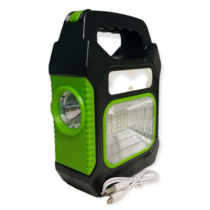 Lanternă Multifuncțională cu Panou Solar, USB, 10W – Verde.