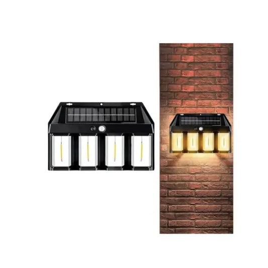 Lampă Solară Exterior, 4 LED, Cu Senzor De Mișcare, 3 Moduri, Lumină Caldă.