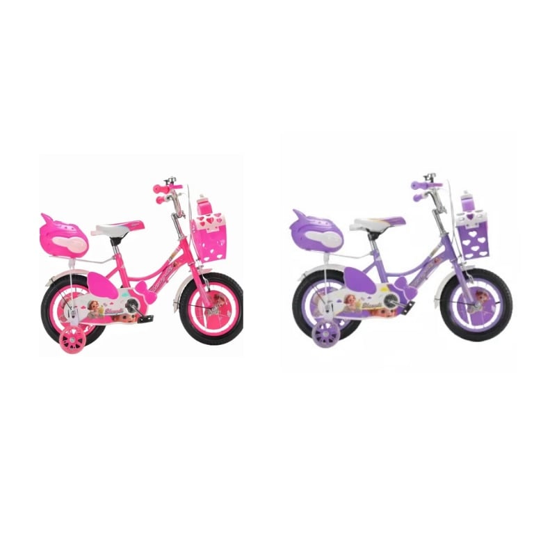 Bicicletă Copii 16 Inch, Cu Roți Ajutătoare, Coș Și Portbagaj (4-8 Ani).